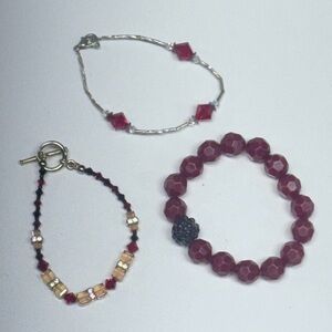 Elegant Red Beaded Bracelet Set